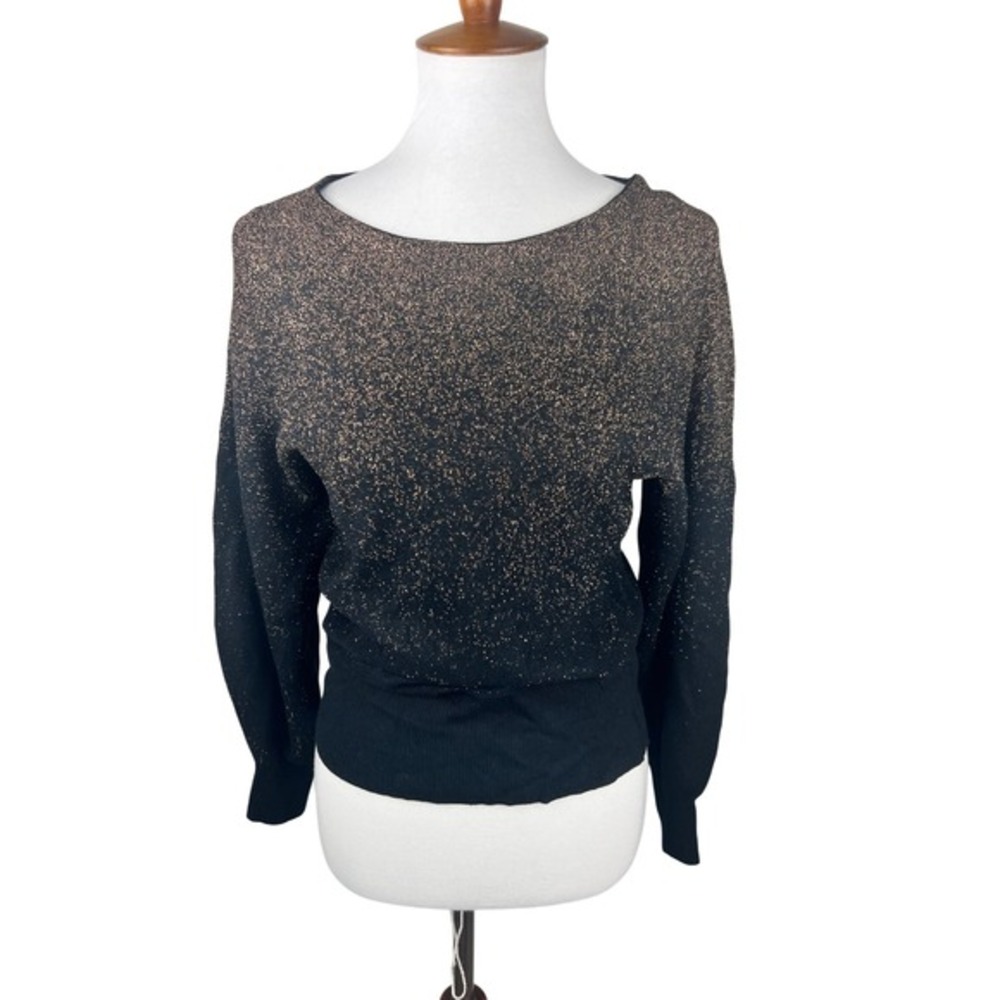 NWT APRICOT Women's Black Glitter Ombre Sparkle Knit Sweater Size S‎